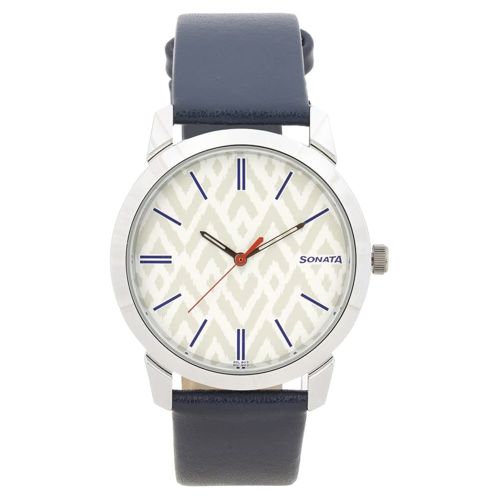 Sonata Knot White Dial Leather Strap Watch for Men-NR77107SL02 (B0BS3RRHW7) Amazon Price History, Amazon Price Tracker