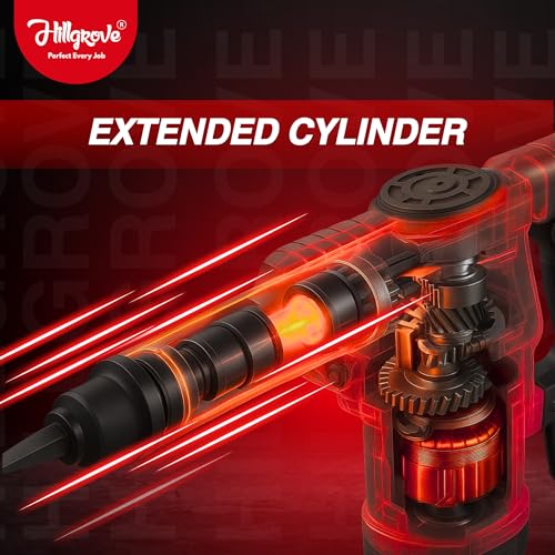 Image of Hillgrove HGCM536M8 17mm Demolition Chisel+Hammer Concrete Breaker Drill Machine with 2 Bits for Breaking Concrete Wall /Hammer Drill (17 mm Chuck Size, 1200 W)