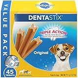 PEDIGREE DENTASTIX Small/Medium Dog Dental Treats Original Flavor Dental Bones, 1.57 lb. Value Pack (45 Treats)