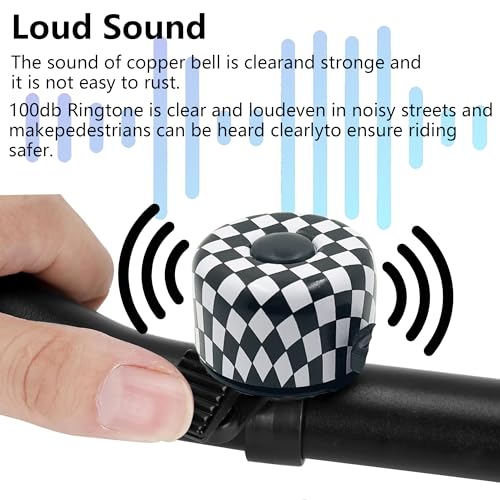 laeeyin Dzwonek rowerowy mini do roweru górskiego, wyścigowego, jazdy na rowerze, 120 dB, głośny dźwięk, dla dorosłych, dzieci, chłopców i dziewczynek (czarny i biały)