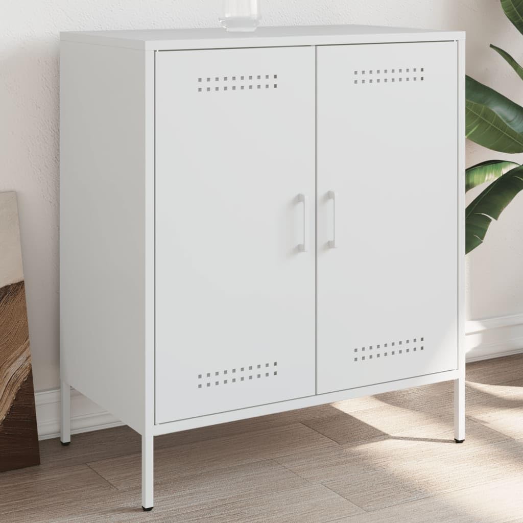 vidaXL Aparador de Acero Blanco 68x39x79 cm