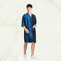 Vista 3 de Exceart Vestido de cliente de salón Vestidos de peluquería Batas Capas Vestido protector Delantal Azul, Azul