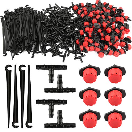 Kit de Riego VINFUTUR 300pcs Riego por Goteo Kit, Goteros Riego Cabeza+Conectores Riego+Soportes para Tubo 4/7mm Accesorios para Goteo...