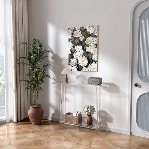 CRTERICX Acrylic Narrow Console Table for Entryway, 7.6" D x 39.4" W x 31.5" H, Square Legs, Skinny Entry Table for Sofa, Foyer, Hallway, Living Room, Modern, 2-Tier, Clear by CRTERICX - Image 7