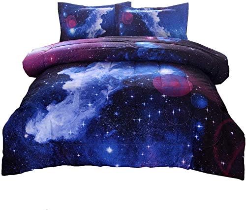 A Nice Night Galaxy Bedding Sets Outer Space Comforter 3D Printed Space Quilt Set King Size,for Children Boy Girl Teen Kids - Includes 1 Comforter, 2 Pillow Cases