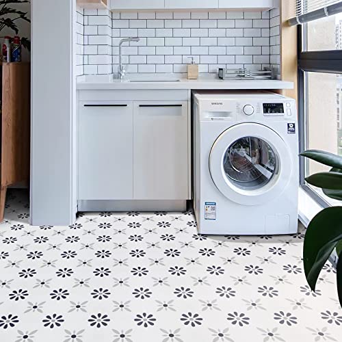 Morcart 20 Sheet Peel And Stick Floor Tile, Vinyl Flooring Waterproof, Diy Flooring For Bathroom, Kitchen, Fireplace, Pet House, Stairs, Bedrooms, Wall 7.8"X7.8" (Black White And Gray) #TOP2