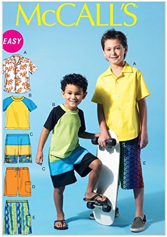 McCall Patterns M6548 Children's/Boys' Shirt, Top and Shorts, Size CCE (3-4-5-6)