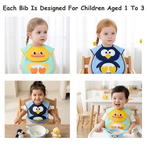 Image of SNOWIE SOFT Sleeved Bib Baby Bib with Pocket, Toddler Bib, Smock, Washable and Lightweight Waterproof Fabric, Fits Bibs for Baby 6 Months+