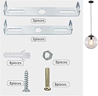 Vista 3 de Soporte de montaje para lámpara colgante de techo, kit de barra transversal, placa de montaje con tornillos, 4 piezas