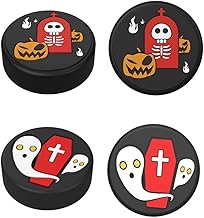 10pcs Halloween Joystick Cap Caps, Pumpkin Ghost Tombstone Ghost Silicone Joystick Caps Thumbcaps Analogue Joystick Thumbcaps Switches/Glow/Glow/Grip Set for Halloween Decoration, Black, a