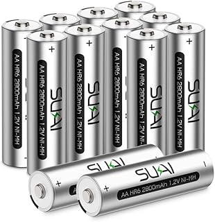 SUKAI AA Rechargeable Batteries 2800mAh High Capacity 1.2V, Per Charged Ni-MH AA Batteries Low Self Discharge NiMH Double ...
