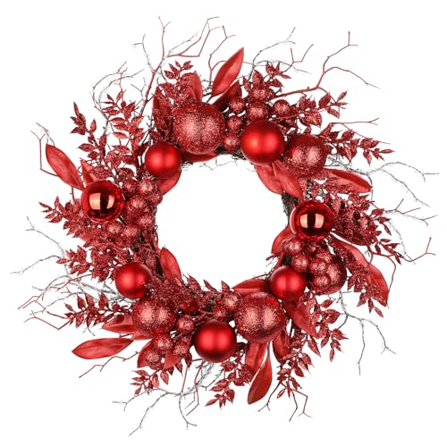 Weihnachtskranz Türkranz für Weihnachten - Rot Adventskranz mit...