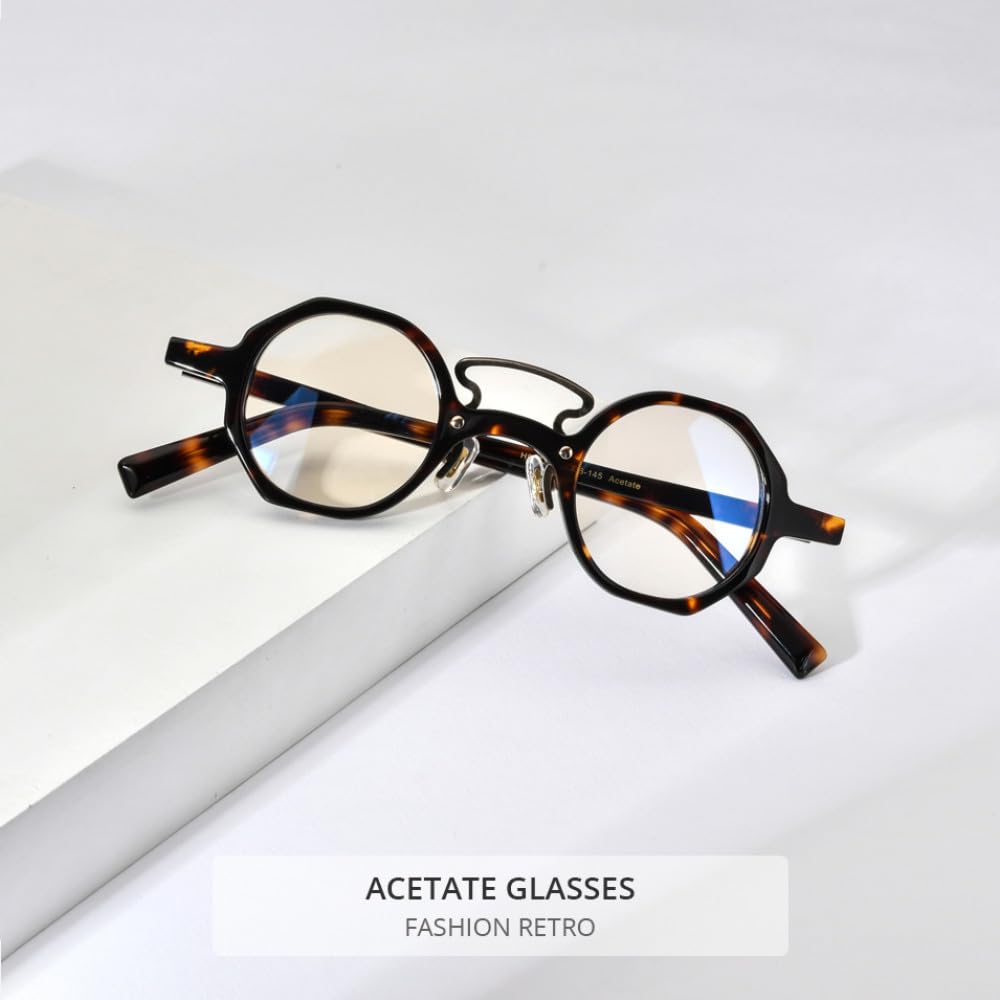 MUTYNE Montura de gafas de acetato para hombre, anteojos redondos Retro Vintage, gafas