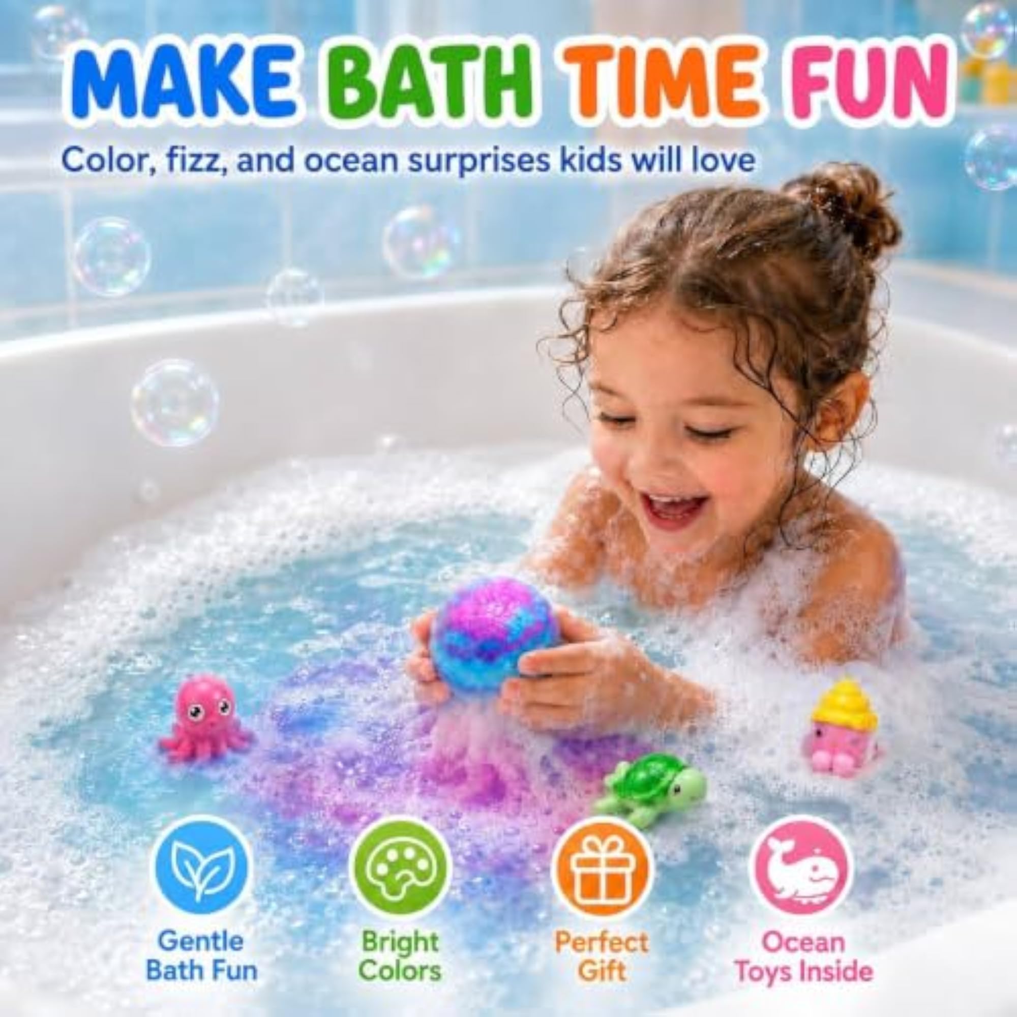 Kids Bath Bombs with Surprise Toys Inside, 12 Pack