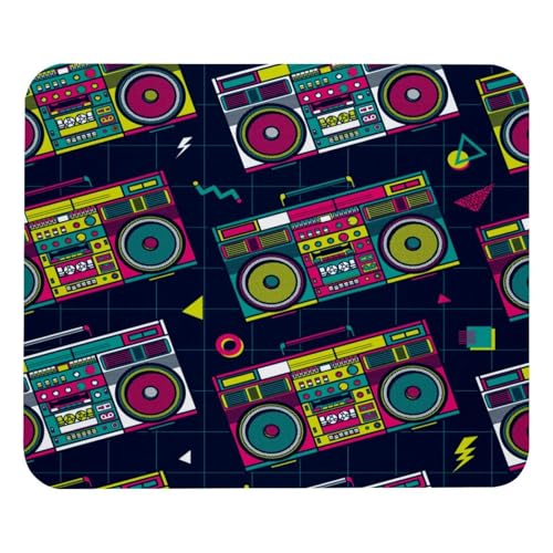 VAPOKF Gaming Mouse Pad, Retro Pop Radio Prints Mouse Mat for Desk Home Office, Non-Slip Rubber Base Keyboard Pad, Laptop Desk Pad Mousepad