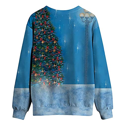 Women's Christmas Snowman Sweatshirts Cute Graphic Tops Holiday Loose Fit Long Sleeve Shirts Girl Pullovers #TOP3