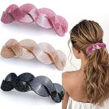 3 Pieces Large Barrettes for Women, Interweave Wider Hair Clips Hair Accessories for Thick Curly Fin