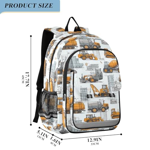 Construction Vehicles Concrete Mixer Backpack for Boys Girls Elementary School Bag Kids Bookbag Travel Rucksack With Reflective Stripes2