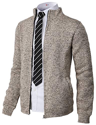 H2H Mens Casual Knitted Zip-Up Hoodie Jacket Napping Long Sleeve Ivory US M/Asia L (CMOCAL032)