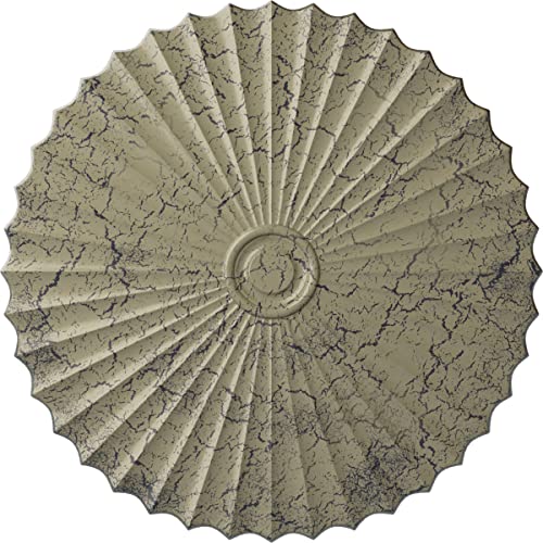 Ekena Millwork CM48SHCSC Shakuras Ceiling Medallion, 47 5/8"OD x 2"P (For Canopies up to 6 1/2"), Hand-Painted Castle Stone Crackle by Ekena Millwork - Used condition - US$372.23
