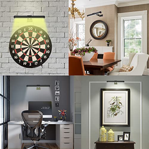 Image of Rechargeable Picture Light Battery Operated, Wireless Painting Light with Remote Control,Metal Art Light Dimmable Display Lamp,3 Modes with Timer for Dartboard Frame Picture Gallery