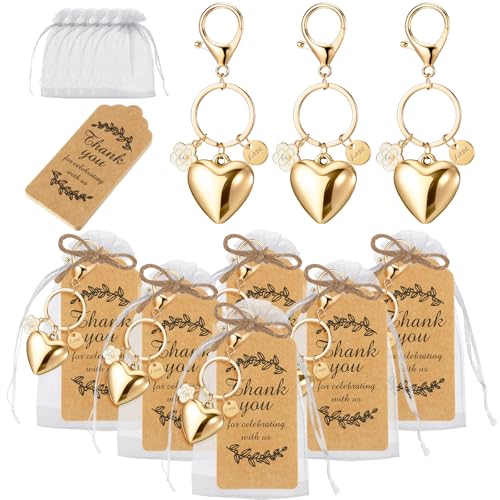 Ecation 20 Set Heart Keyring Party Favors Set Steel Flower