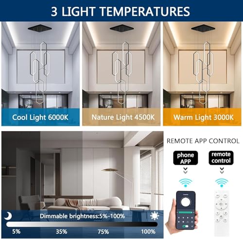 Lampe suspendue dimmable LED lustre géométrique à hauteur réglable salon