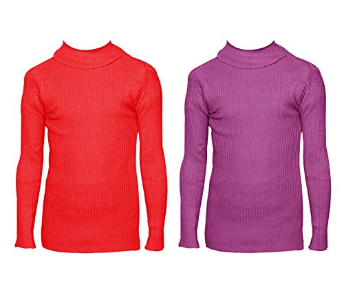 Image of IndiWeaves Boys Wollen Warm High Neck Full Sleeves T-Shirt /Inner /Skivvy for Winter (Pack of 2) Red /Purple 16 10110-0110-IW-P2-FREE
