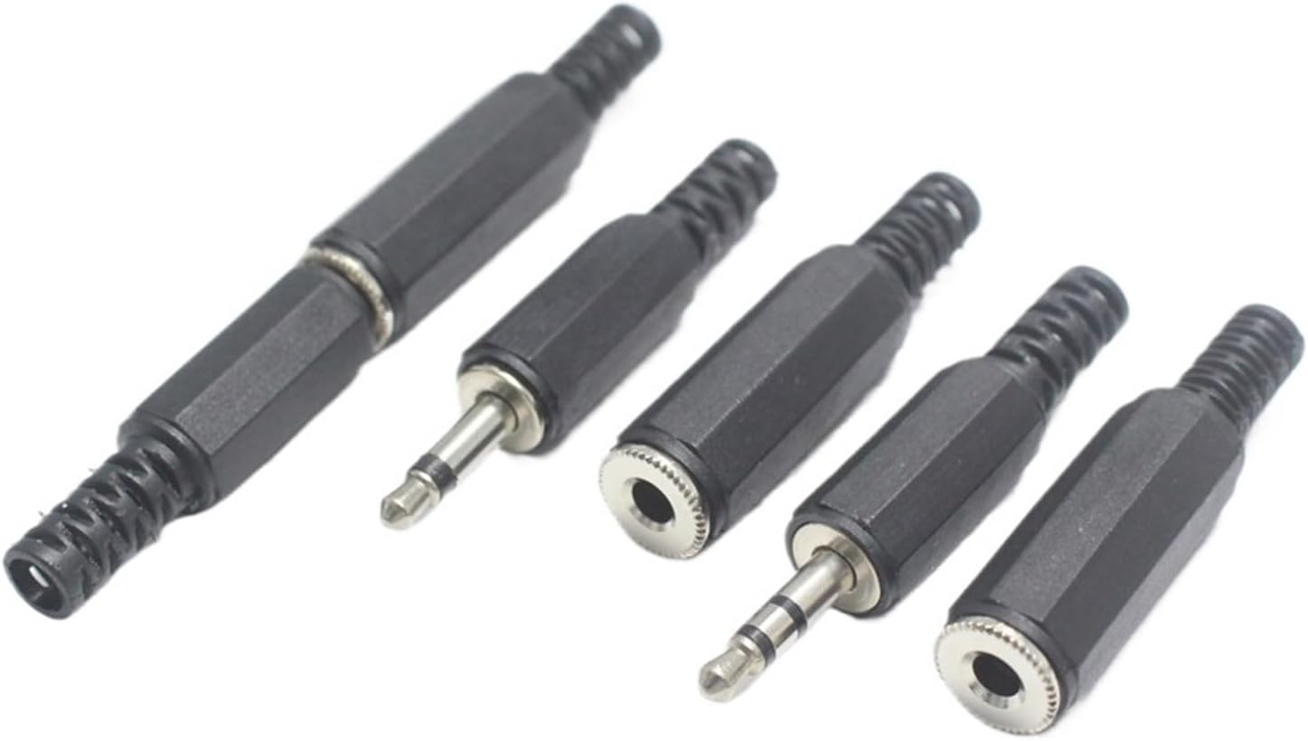 1/2/5 Pair 3.5mm 2/3pole Mono Stereo Male Audio Connector Female Welding Jack Solder Socket Electric Adapter(3P Stereo,5 Pair)