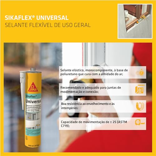 Sika - Selante elástico - Sikaflex Universal Cinza - Uso em juntas de movimentações e conexões - 300