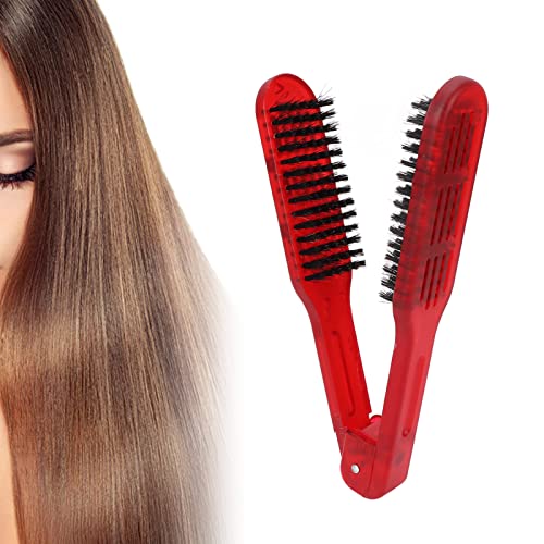 Plancha para el cabello con cepillo de doble cara, alta temperatura, antiestática, herramienta de peinado rápida para mujeres, hombres, uso en casa y salón, material ABS y nailon, 4 x 22 cm miniatura 6