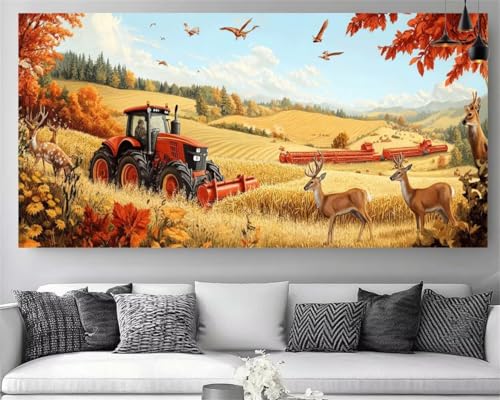 Diamond Painting Tracteur Champ de Blé pour Décoration Salon Grand Format 5D