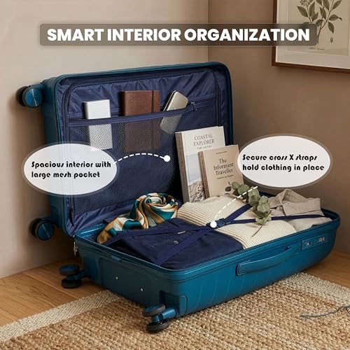 Image of Sarjah Polypropylene Suitcase Trolley Bag | TSA-Type Lock | TSA-Type Lock, 360 Dual Spinner Wheels, Aviation-Grade Telescopic Handle, Matte-Gloss Finish