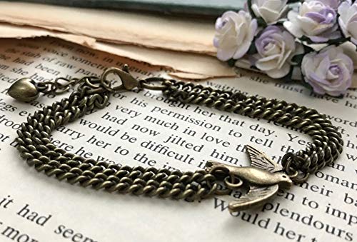 Swallow Bird Bracelet Dainty Bronze 8Th Wedding / 19Th Wedding Boxed And Gift Wrapped #TOP2