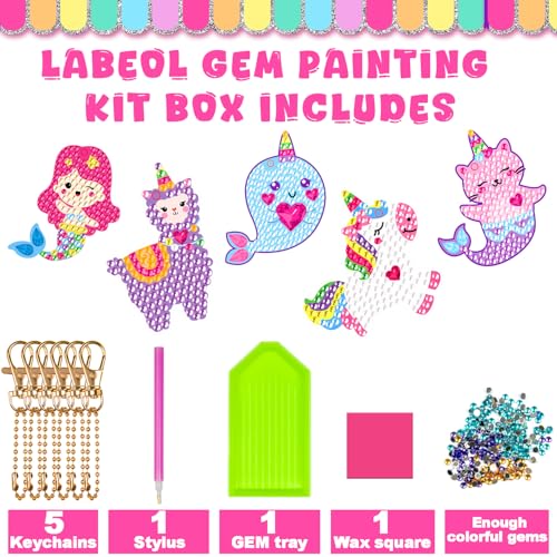 Labeol Arts and Crafts for Kids Ages 8-12 - Creat Your Own GEM Keychains-5D Diamond Art by Numbers GEM Art Kits for Kids Girls Toddler Crafts Age 6-7 6-8 10-12 (Dream) by Labeol - Image 2