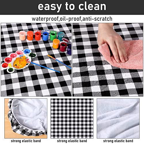 Mixweer 6 Pcs Vinyl Picnic Table Cover With Bench Covers Fitted Picnic Tablecloth With Elastic Band Flannel Backing Covers For 6 Foot Rectangle Tables Outdoor Bbq Camping 30 X 72 Inch (Black, White) #TOP3