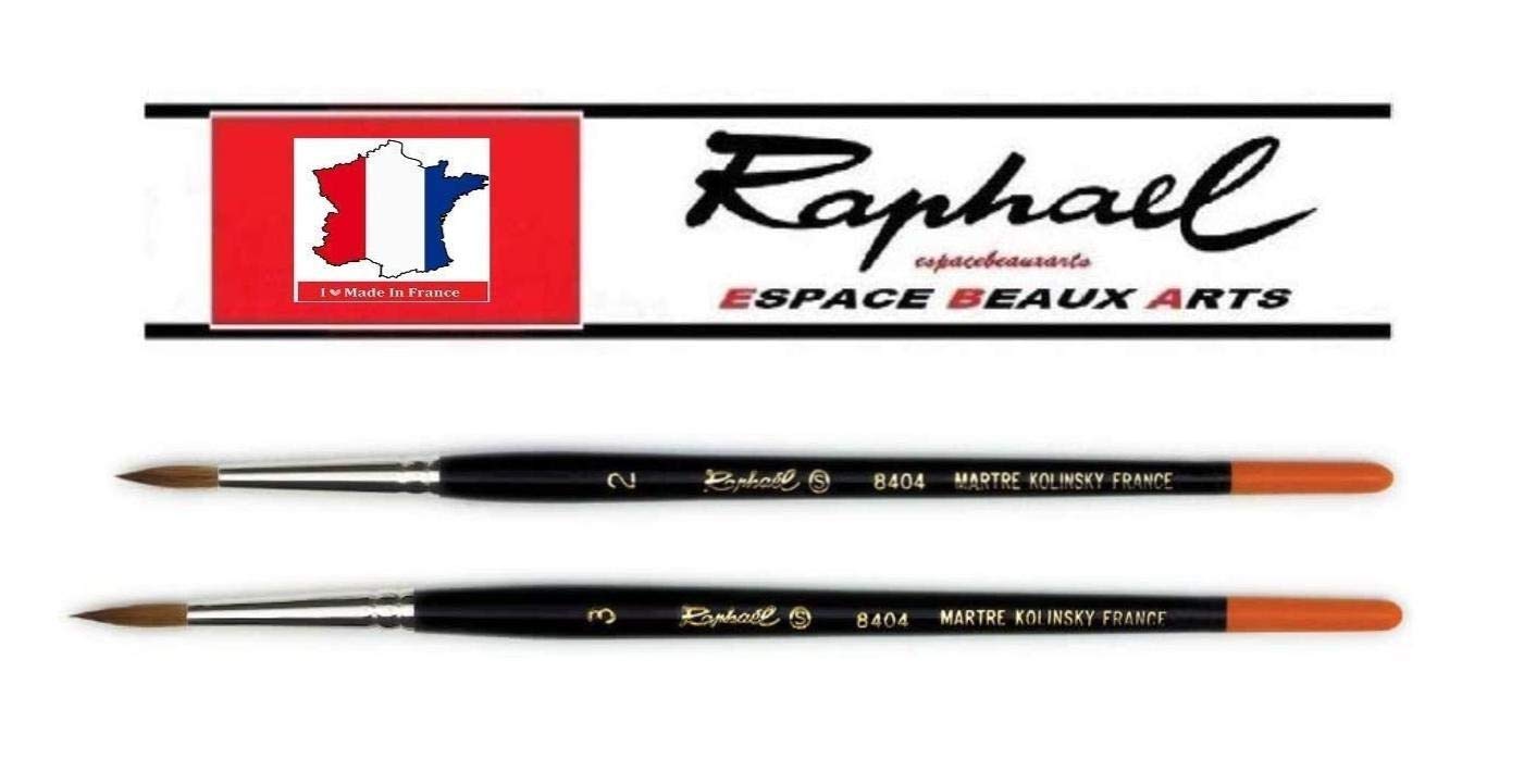 Pinceau Raphael Series 8404 ,kolinsky Rouge Sable Pinceau Set 2 pcs,Taille 2, 3 . (Raphael France)