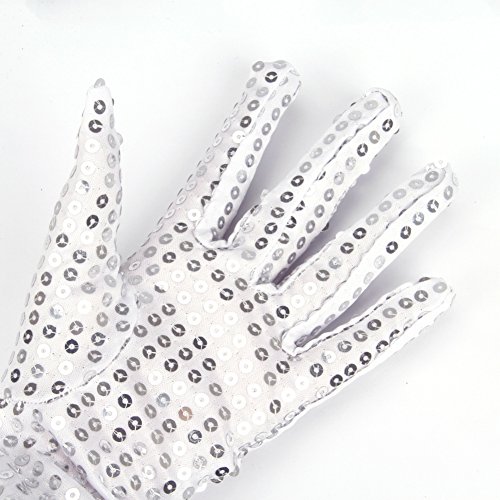 image for PURFUN Sparkling Silver Sequin Dance Gloves Fancy Dress Party Costume 