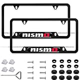 Sparkle-um 2Pcs Newest Custom Personalized 4 Hole Matte Aluminum Alloy Nismo Logo License Plate Frame With Screw Caps Cover Set,Applicable To US Standard Car License Frame,For Nissan Nismo.