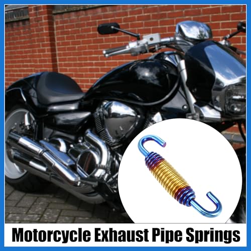 Image of 6 Pcs 58mm 2.28 inch Motorcycle Muffler Exhaust Pipe Spring Universal Stainless Steel Gold Tone Auto Accessories