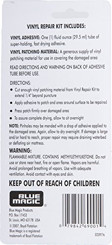 Blue Magic Waterbed/Air Mattress Vinyl Repair Kit: Fast Drying Adhesive and Patches, 2 Pack