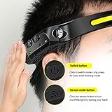 SerDa-Run 2PCS LED Head Torch, USB Headlamp 350 Lumens COB LED Headlight 80g Motion Sensor Headtorch with IPX4 Waterproof for Kids Adults, Running, Camping, Hiking, Fishing, Hunting, Climbing - Image 6