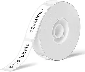 NIIMBOT Papel térmico para etiquetar etiquetas brancas 0,47" × 1,57" adesivo impermeável resistente a rasgos substituição para impressora de etiquetas D11/D110 escritório e casa 160 etiquetas/rolo (12 × 40 mm)