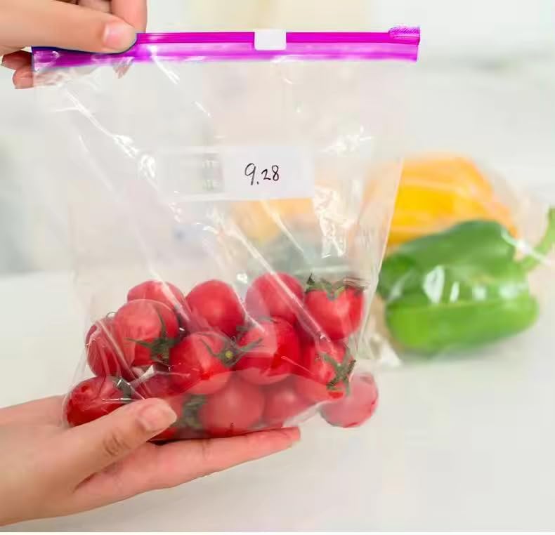 Image of Zip Lock Reusable Slider Zipper Transparent Bag For Food Storage,Fruit Vegetable Freeze Storage Pouch Bags, Ziplock Bags Best For Fridge Storage, Preserving Food (25 HEAVY ZIPPER BAG)