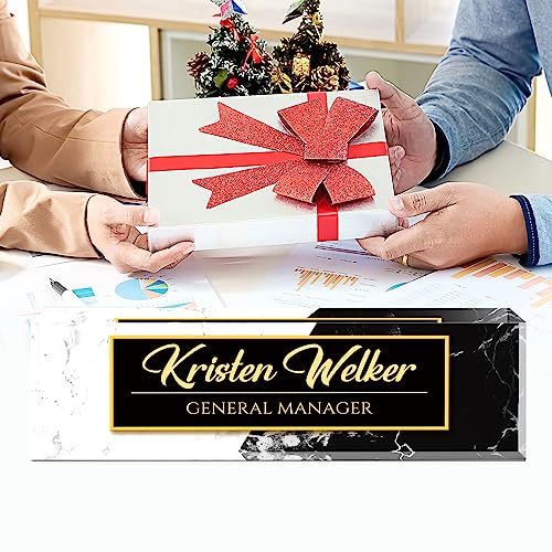 Image of Name Plate for Desk, Desk Name Plate Personalized, Office Decor for Women Men, Acrylic Desktop Accessories, Office Appreciation Gifts for Boss Social Workers Nurse Teacher Employee (White /Black)