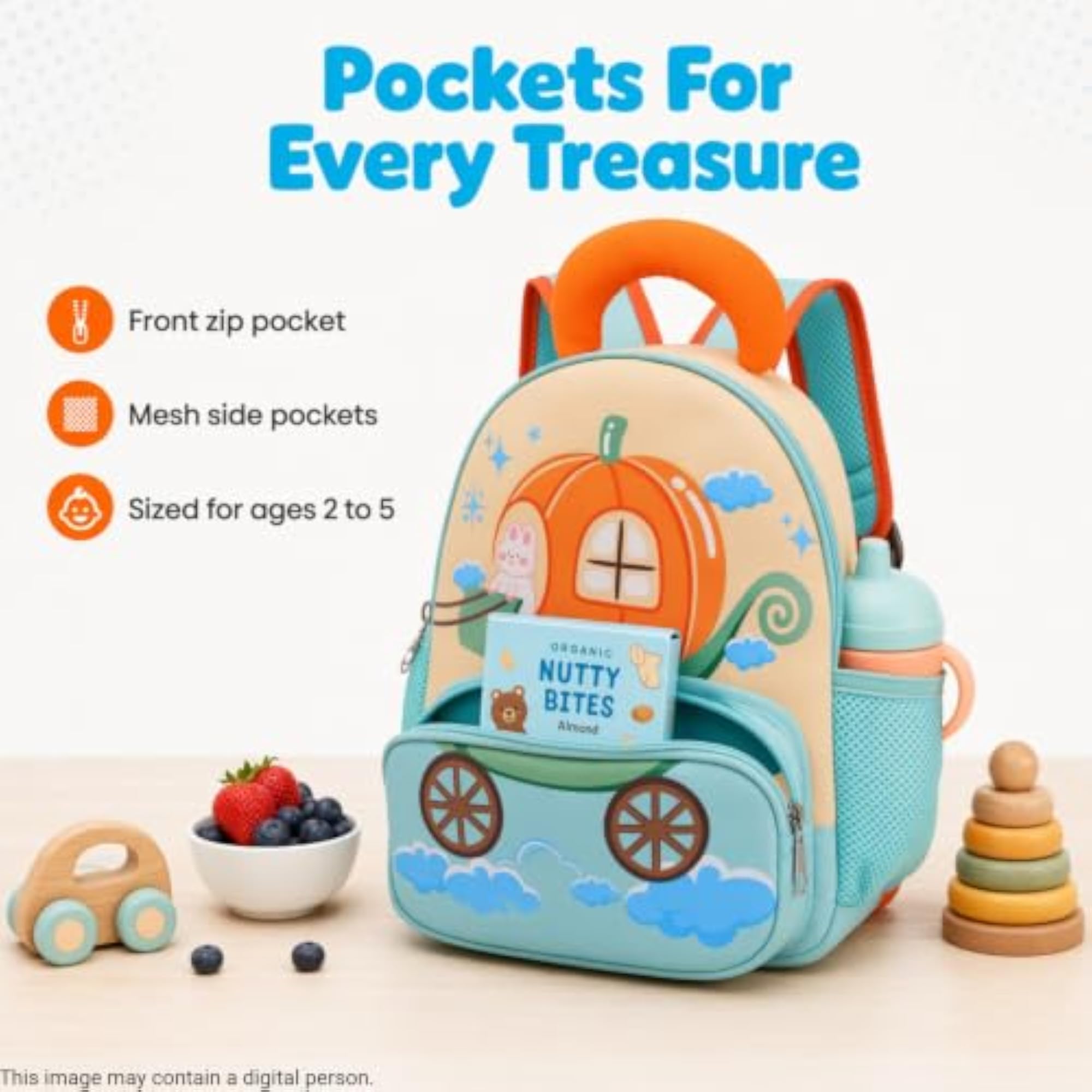Toddler Backpack with Safety Handle, Cute Character Design
