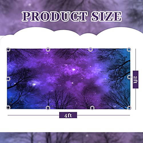 Image of Hortsun 4 Pack 4 x 2 Feet Fluorescent Light Covers, Magnetic Light Filters for Classroom Ceiling, Decorative Lights Shade for Office Home Hospital(Forest Galaxy)