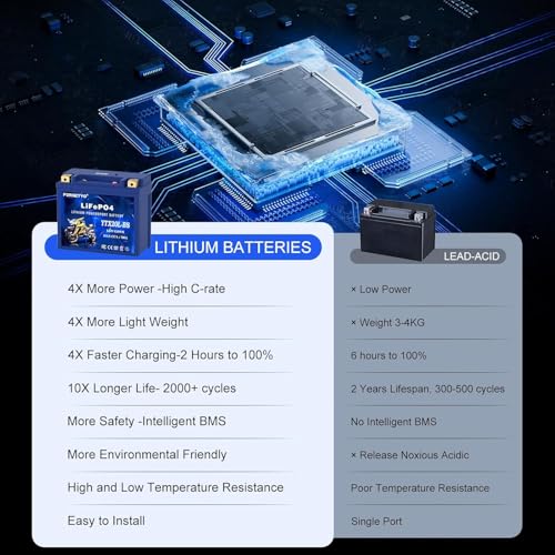 Image of Lithium Motorcycle Battery, Forgetyo YTX20L-BS LiFePO4 Battery, 12V 10AH 700A ATV, UTV, Jet Ski, 4 Wheeler, Snowmobile, Personal Watercraft, Seadoo, Polaris, Generator and Riding Lawn Mower Battery