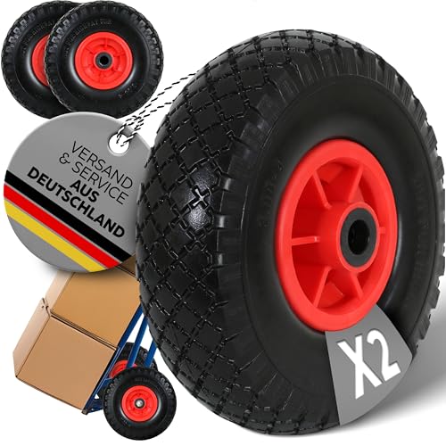 FROSAL PU Rad 260 mm 3.00-4 – pannensicheres Ersatzrad für Sackkarre und Bollerwagen – Reifenbreite ca. 85 mm – Nabenlänge 60 mm – Achse 20 mm – wartungsfrei, geruchsarm & leiser Lauf – 2er Set
