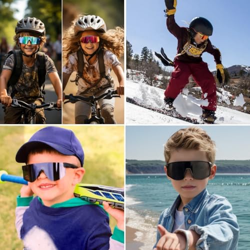 JOVAKIT Kids Baseball Sunglasses for Boys Girls Age 3-13, Youth Baseball Sun Glasses UV400 Sports Cycling Shades4